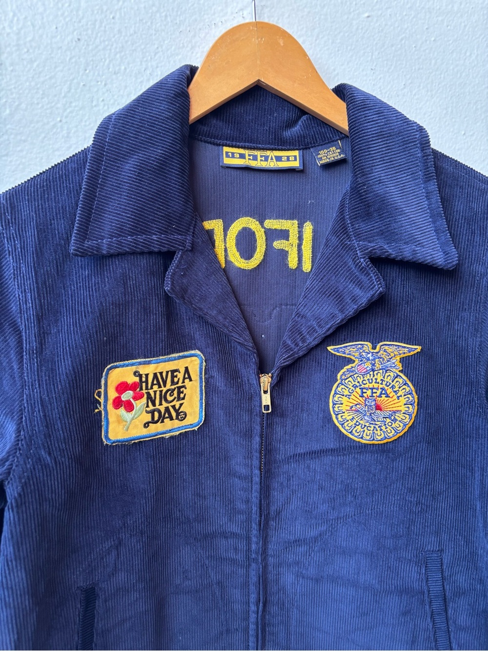 vintage blue corduroy FFA jacket - Picture 3 of 5